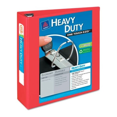Avery Dennison Avery Heavy-Duty View Binder with One Touch EZD Rings, 3" Capacity, Red 79325